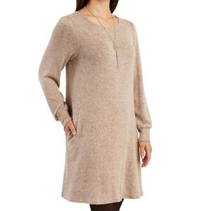 NWT‎ AB STUDIO Swing Long Puff Sleeve Pockets Modest Mini Sweater Dress Medium